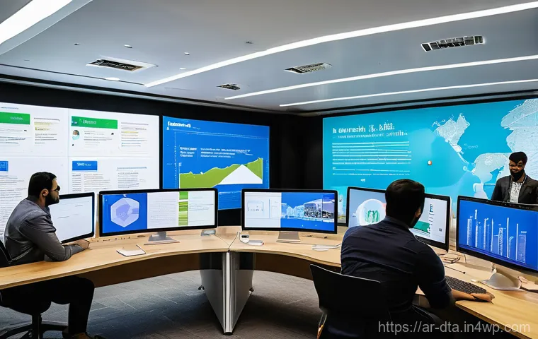 오픈 데이터와 사회적 변화의 연결 - **Vibrant Open Data Hub in an Arab City:** A bustling, modern open-plan digital library or innovatio...