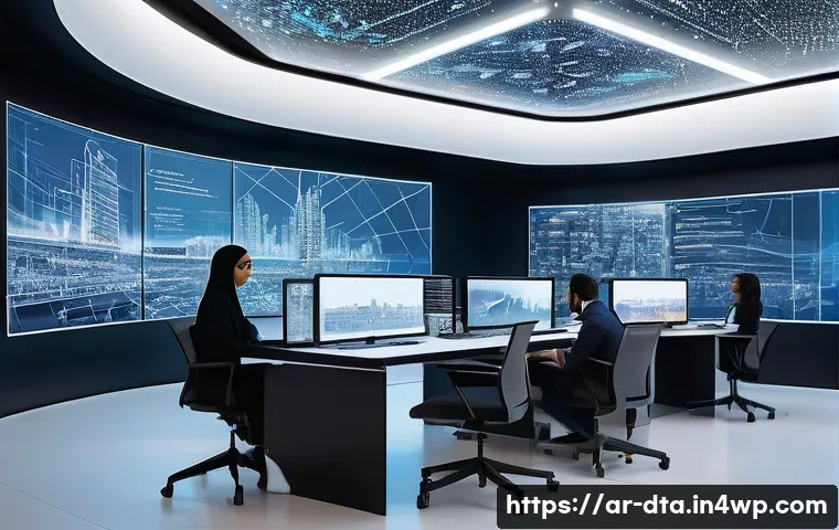 오픈 데이터와 기술 트렌드 분석 - **Prompt:** A dynamic, brightly lit modern tech hub in an Arab city, bustling with diverse young Ara...