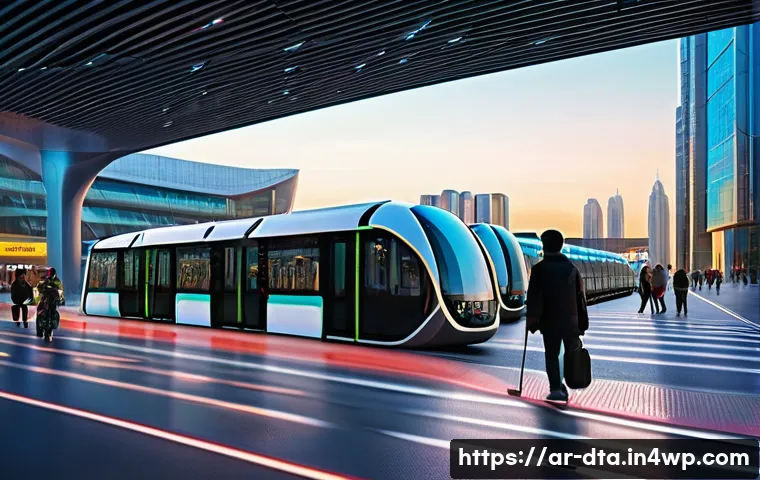 오픈 데이터 활용의 글로벌 사례 - **Smart City Transportation Hub:** A vibrant, futuristic transportation hub in a bustling city remin...