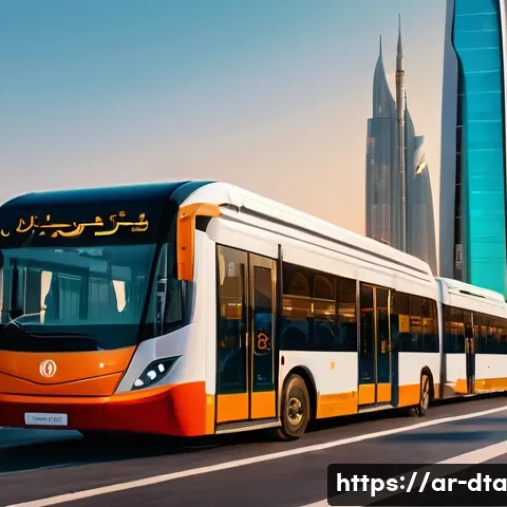 오픈 데이터의 경제적 활용 사례 - A modern Middle Eastern urban scene at sunset, showcasing a smart city environment with advanced pub...
