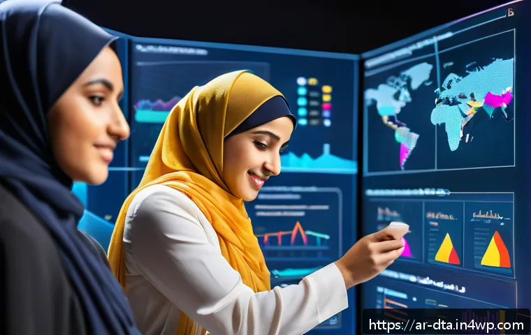 오픈 데이터와 소셜 미디어의 연계 - A modern digital workspace scene showing a diverse group of Middle Eastern professionals collaborati...